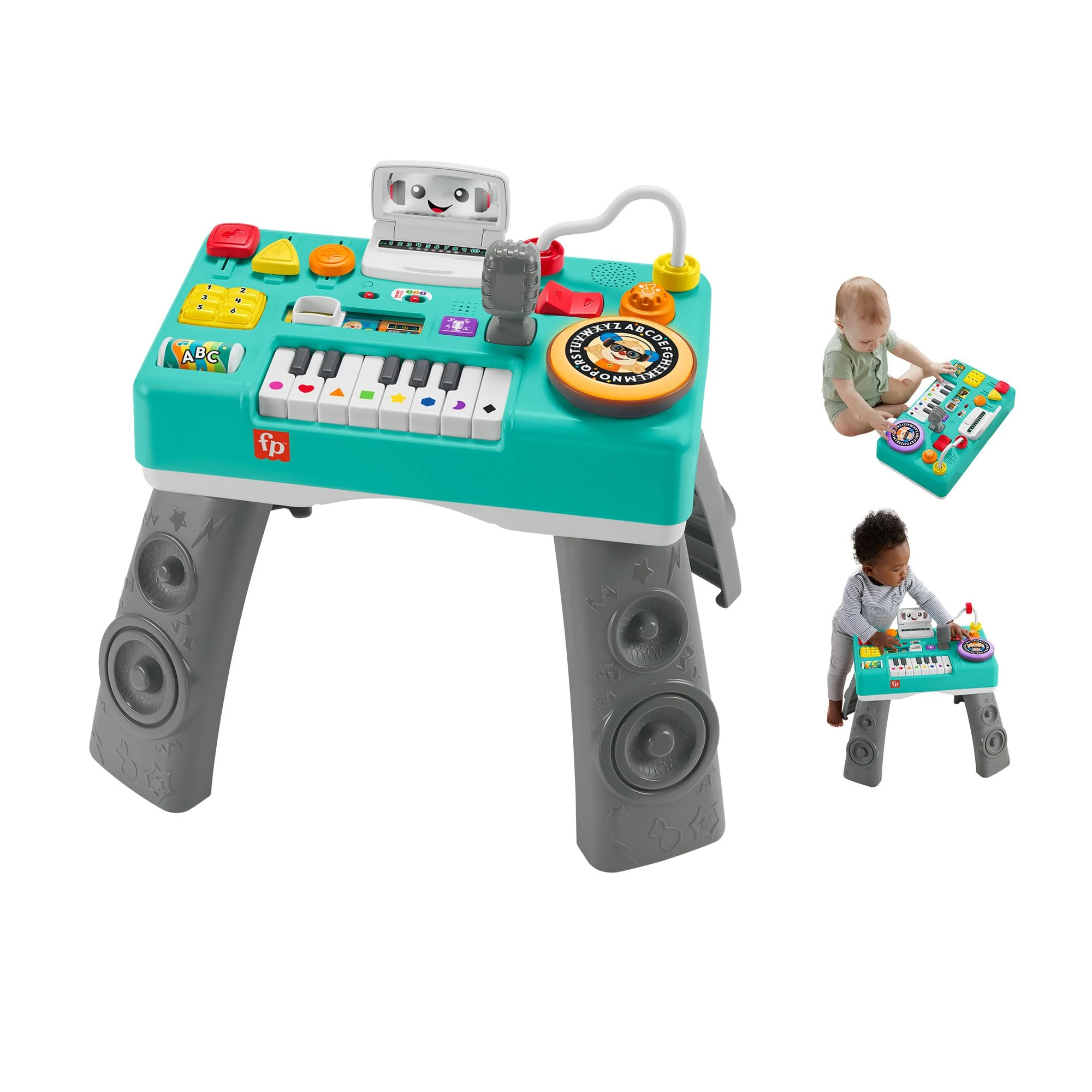 Fisher-Price Baby & Toddler Activity Table, Laugh & Learn Mix & Learn DJ Table, Musical Learning Toy with Lights & Sounds, UK English Version, HTK83