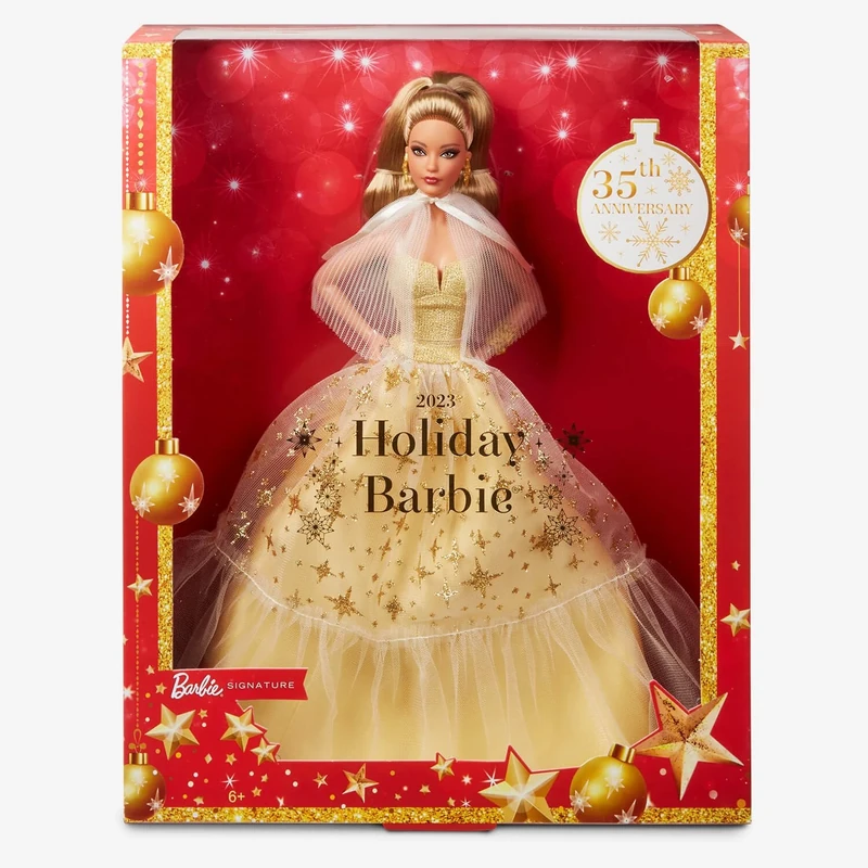 2023 Holiday Barbie Doll, Seasonal Collector Gift, Barbie Signature, Golden Gown and Displayable Packaging, Light Brown Hair, HJX06