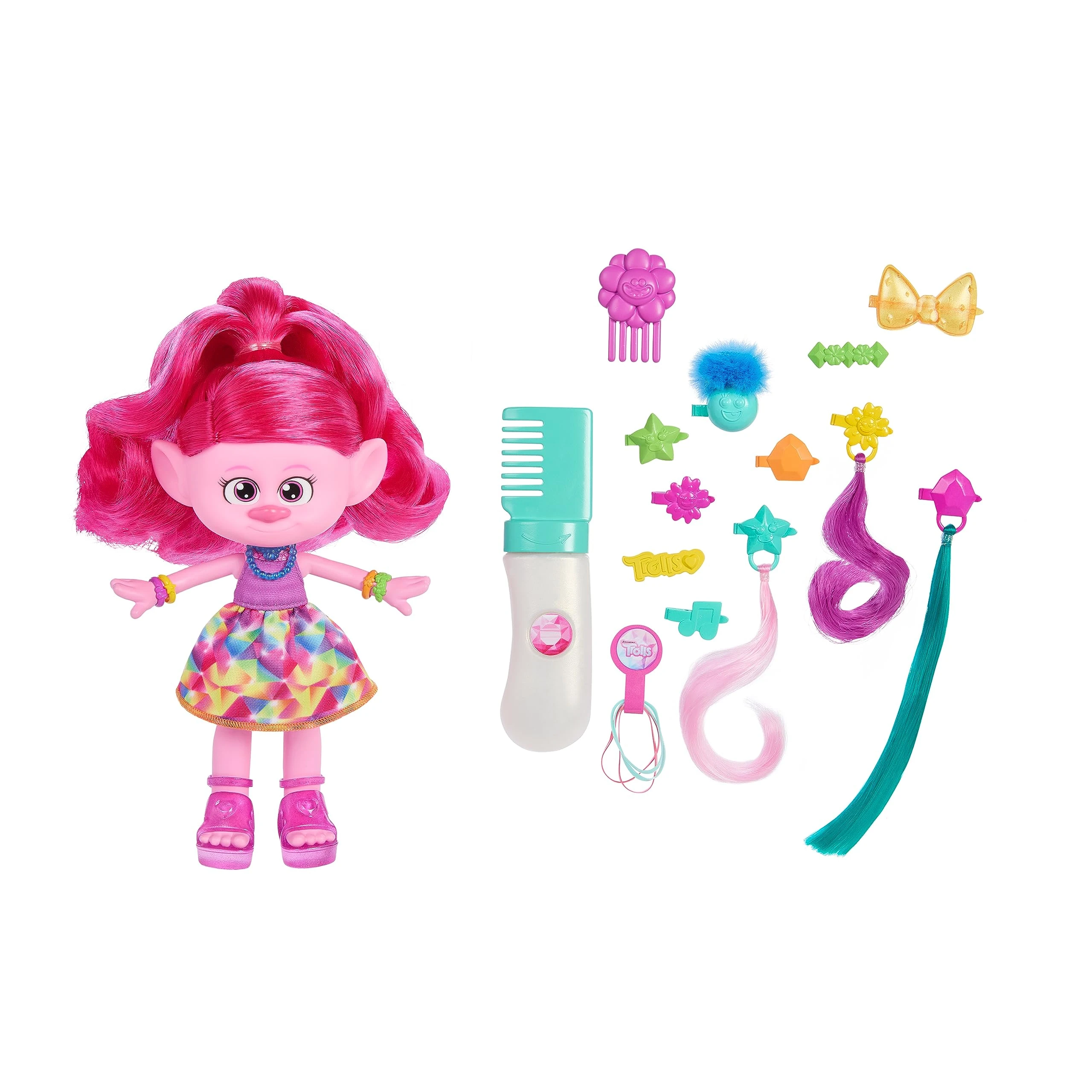 DreamWorks Trolls Band Together Doll & 15+ Accessories, Hair-tastic Queen Poppy Fashion Doll with Glitter Comb, HNF25
