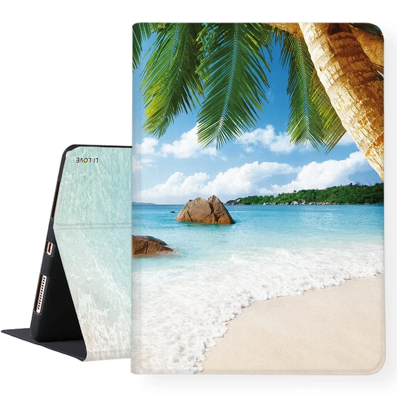 LI-LOVE Case for iPad A16 11 inch 2025 (11th Gen), iPad 10th Generation 10.9 inch 2022, Beach Soft TPU Folio Stand Cover Adjustable Angles Smart Auto Wake Sleep Case
