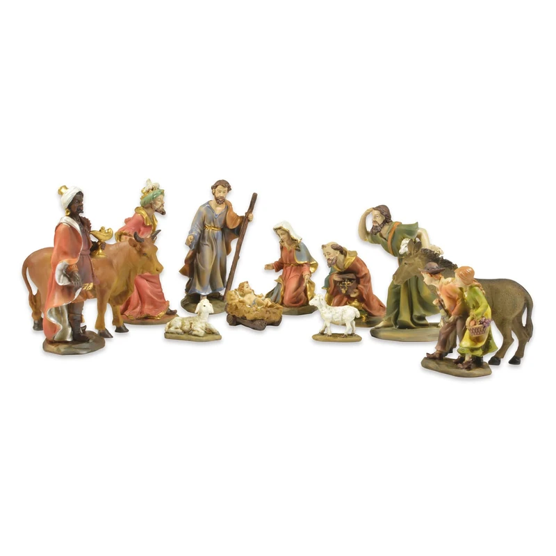 Riffelmacher 78005 Painted Nativity Figures for Nativity Scene Figures Max. 12 cm 12-Piece Set Made of Polyresin Christmas Story Gift