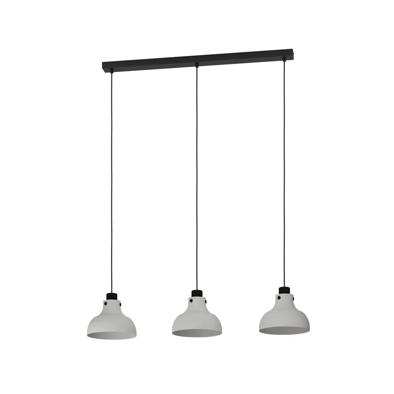 Eglo Pendant Lighting Matlock, 3 lamp Ceiling Light Fitting in Industrial Design, Hanging for Dining and Living Room Made of Metal Grey Black, E27 Socket