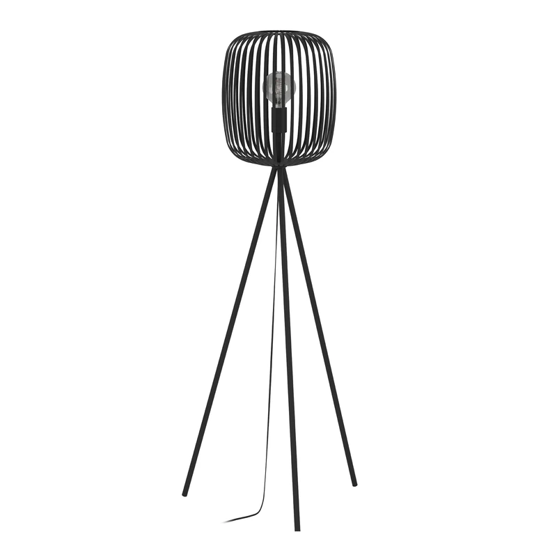Eglo Tripod Floor lamp Romazzina, Standing Light Made of Black Metal, Living Room Lighting, floorlamp with E27 Socket