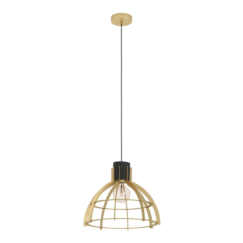 Eglo Pendant Lighting Stillington, Ceiling Light Fitting, Hanging lamp for Dining and Living Room Made of Metal in Black Gold, E27 Socket