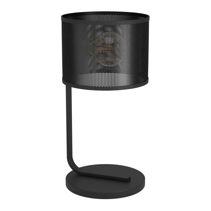 Eglo Bedside lamp Manby, Side Table Light in Industrial Design, Living Room and Bedroom Lighting Made of Black Metal Grid, E27 Socket