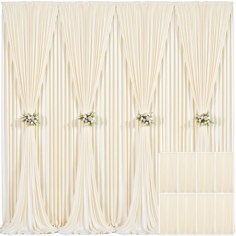8 Panels Champagne Backdrop Curtain for Parties Wedding Baby Shower Wrinkle Free Photo Curtains Backdrop Drapes Fabric Decoration for Bridal Shower 40ft(W) x 10ft(H)