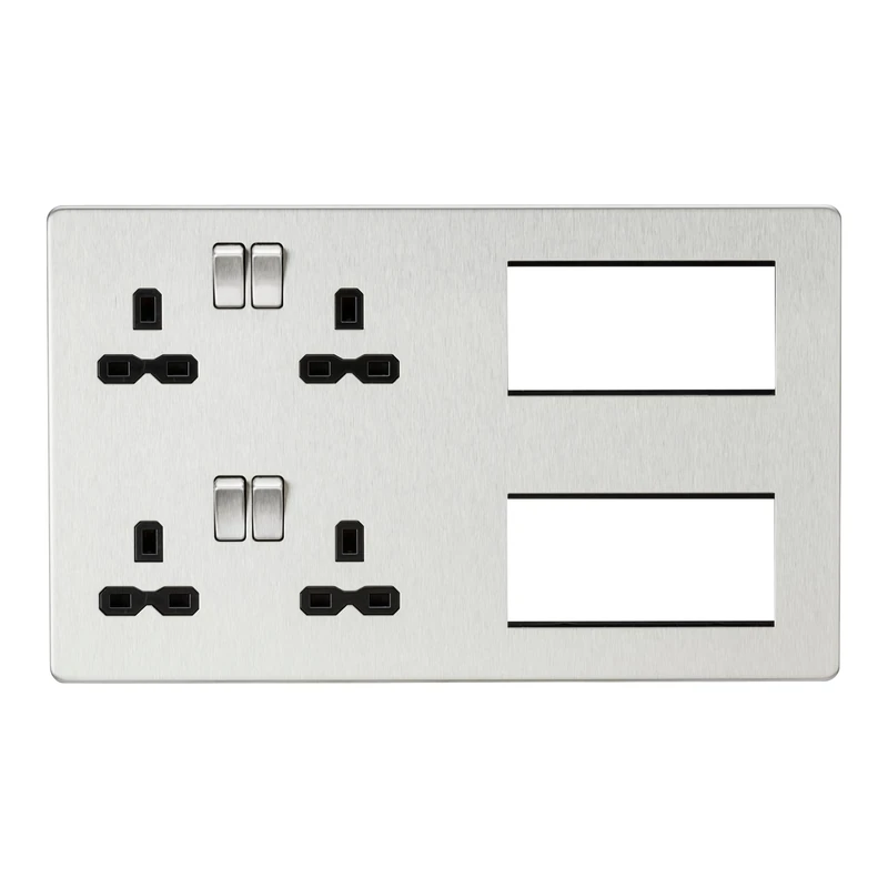 Knightsbridge Screwless Combination Plate - Brushed Chrome with Black Insert