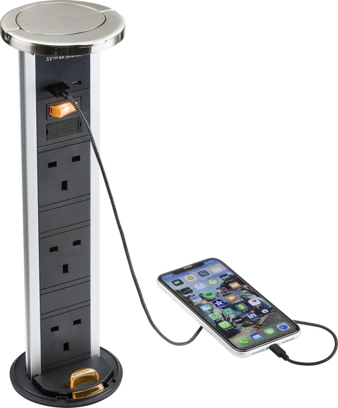 Knightsbridge IP54 3G Pop-Up Socket - Dual USB Fastcharge