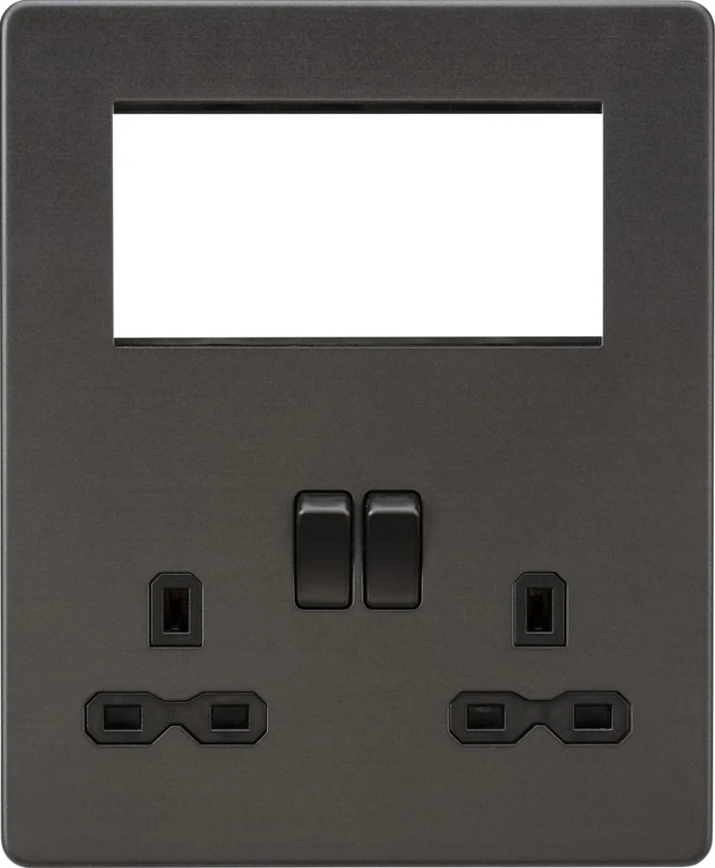 Knightsbridge Screwless Small Multimedia Combination Plate - Smoked Bronze