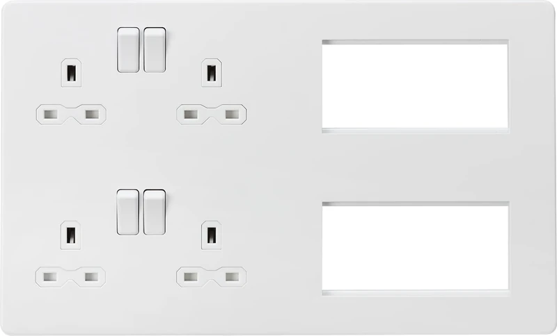 Knightsbridge Screwless Combination Plate - Matt White