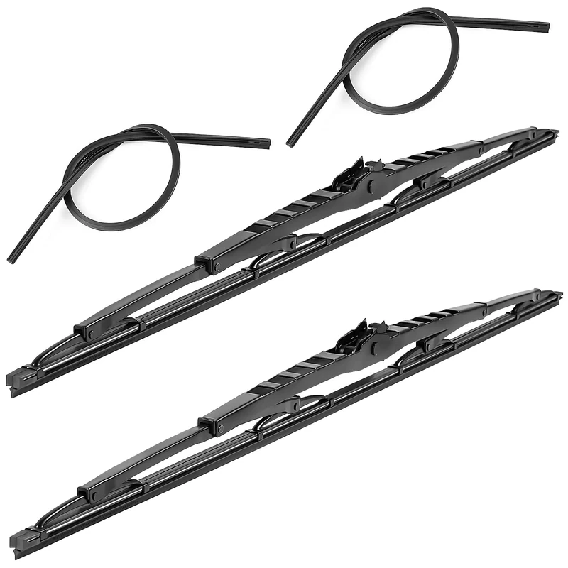 28 Inch Wiper Blade Pair for RV or Motorhome with 2 Rubber Refills large 12mm J Hook