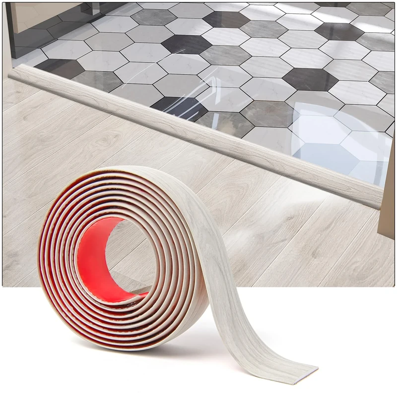Art3d Self Adhesive Vinyl Floor Transition Strip, Laminate Floor Strip Floor Flat Divider Strip for Joining Floor Gaps,Carpet Threshold Transition,Floor Tiles (4 FT, 1.57in, White-Washed)