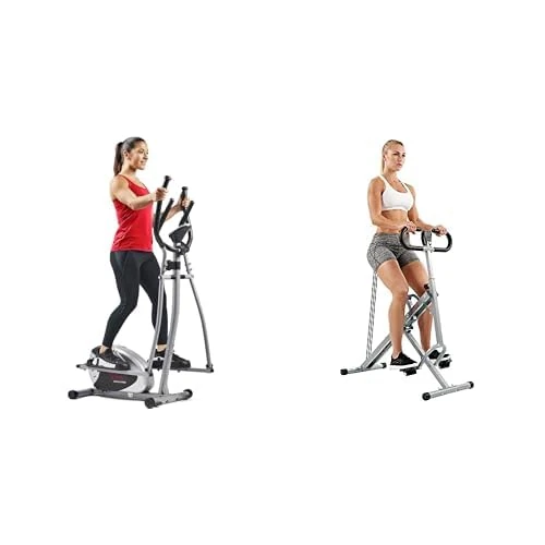Sunny Health and Fitness Magnetic Elliptical Bike - SF-E905 & Sunny Health and Fitness Upright Row-N-Ride Rowing Machine Squat Trainer