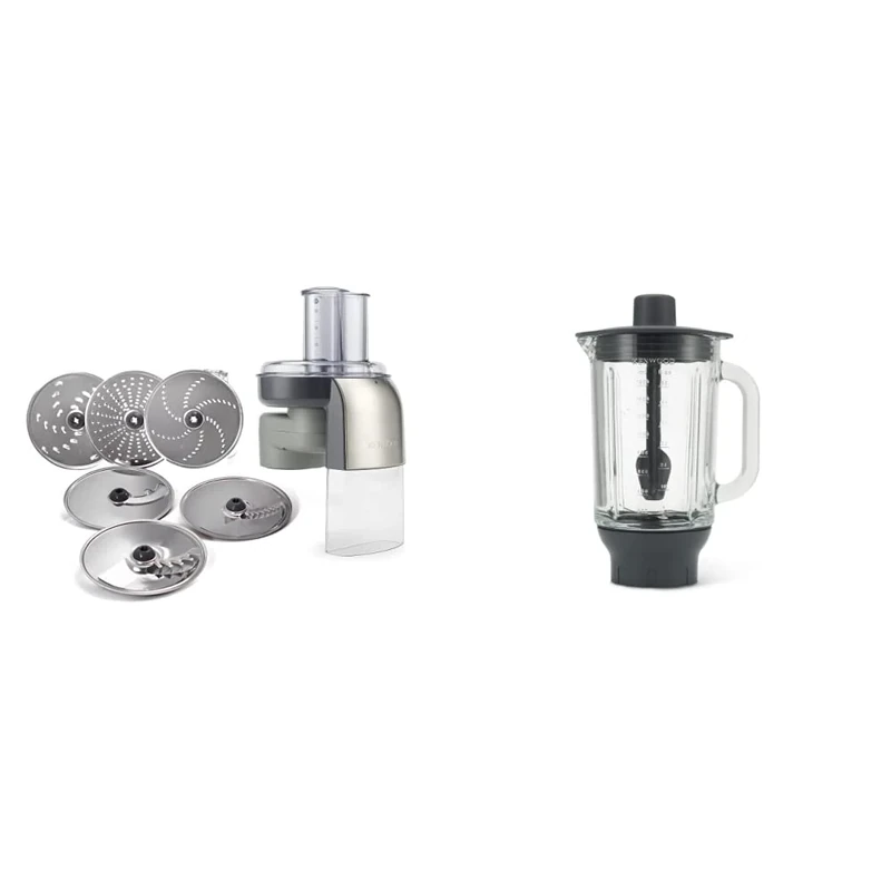 KENWOOD AT340 Slicer/Shredder Attachment Chef & KAH359GL Blender Attachment for Kitchen Machines Glass and Black - Image 1