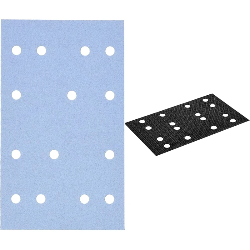 Festool 497120 STF P120 GR Abrasive Sheet 80 x 133 mm - Pack of 100, Blue & 203346 Protection Pad 2-Pieces, 80 cm Length x 133 cm Width, Steel Grey