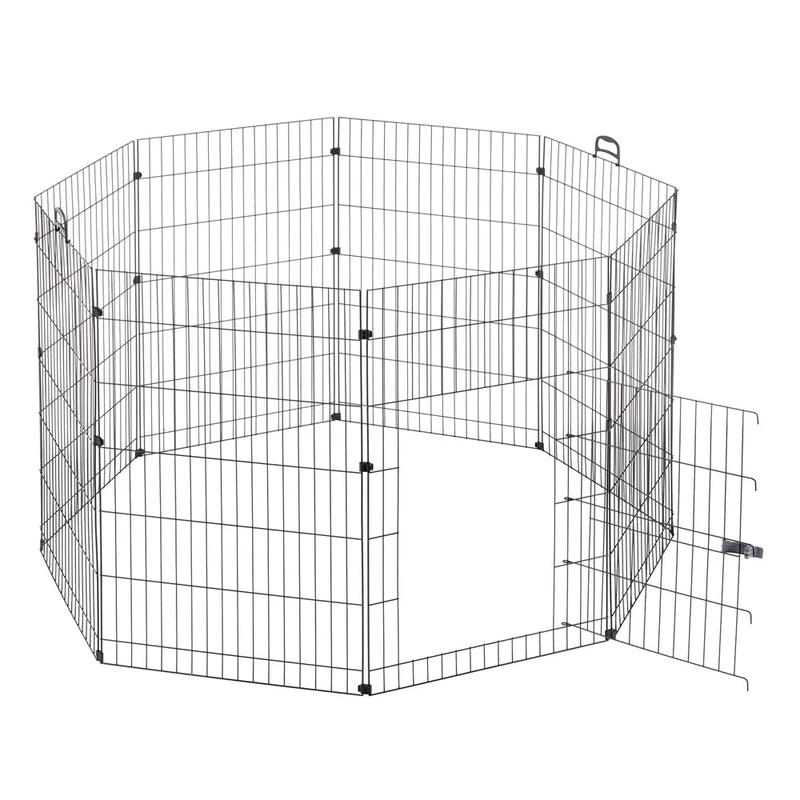Ferplast Rabbit Pen FREERUN LARGE, Rabbits, Guinea Pig, Small Animals, Pet Playpen, Metal Fence, Pet Enclosure with Handles and Door, Diameter 140 x 91,5 cm, in Rustproof Steel