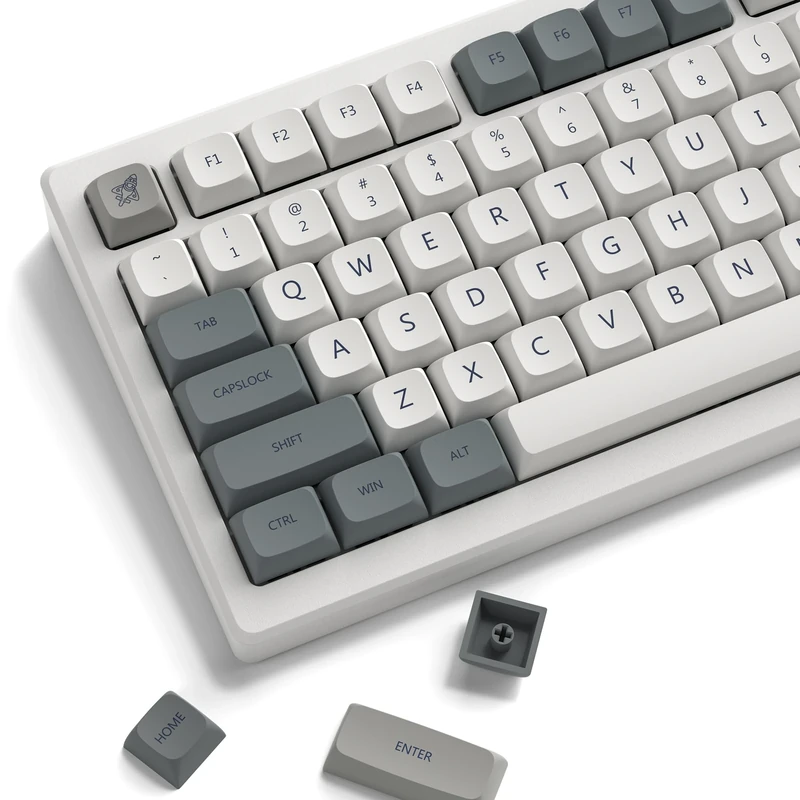 Retro Grey keycaps PBT,XDA Profile Keycaps 75 Percent,Dye-Sub,Double Shot keycap, 139keys Custom Keycaps for Gateron MX Switches Mechanical Keyboard (spacebar is 6.25U/7U,only keycap)