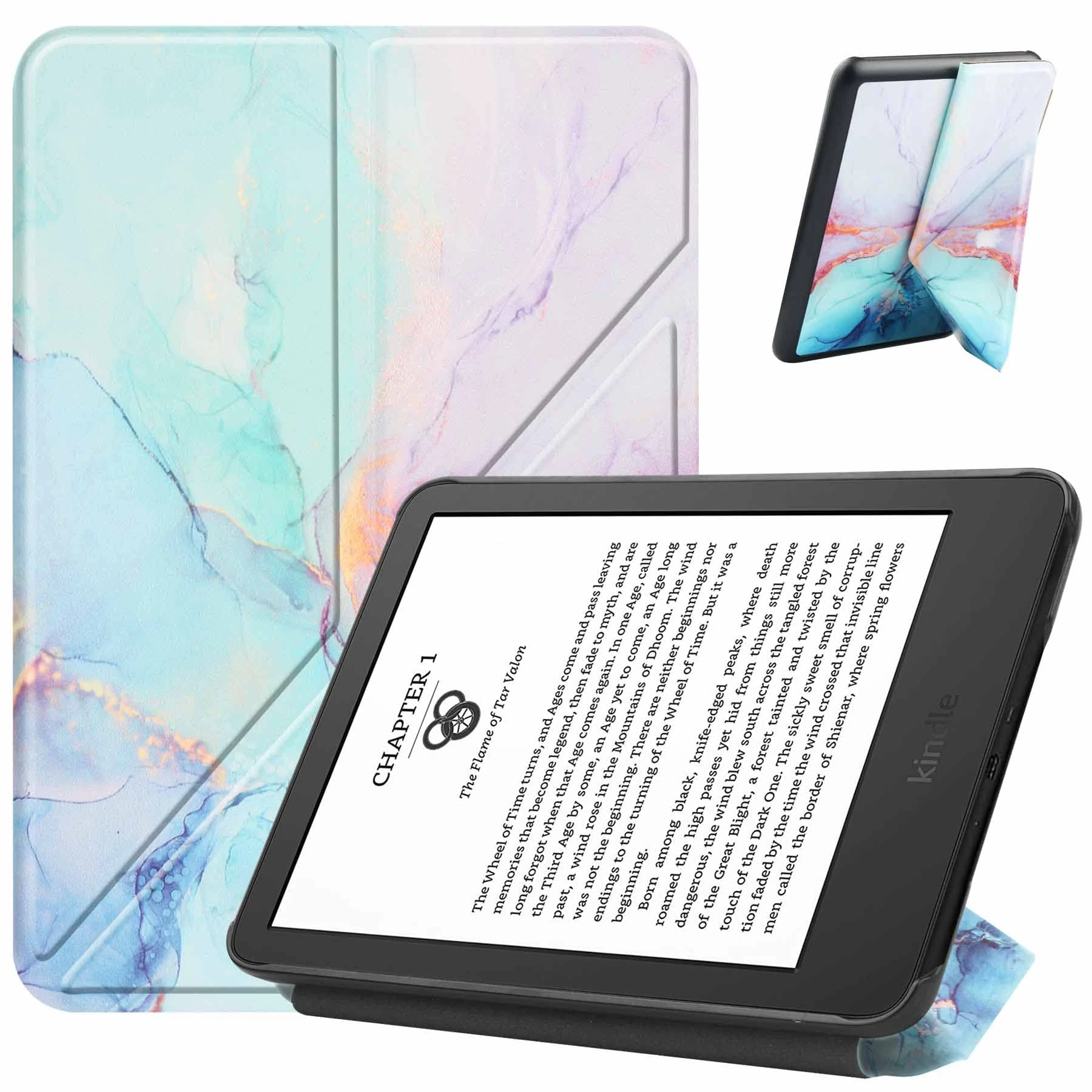 VOVIPO Case for Kindle 2022/2024 6 inch,Slim Fit Stand Cover with Auto Sleep/Wake Function for 6" Amazon All-New Kindle(Fits 2024 and 2022 Releases only)-Marble Blue