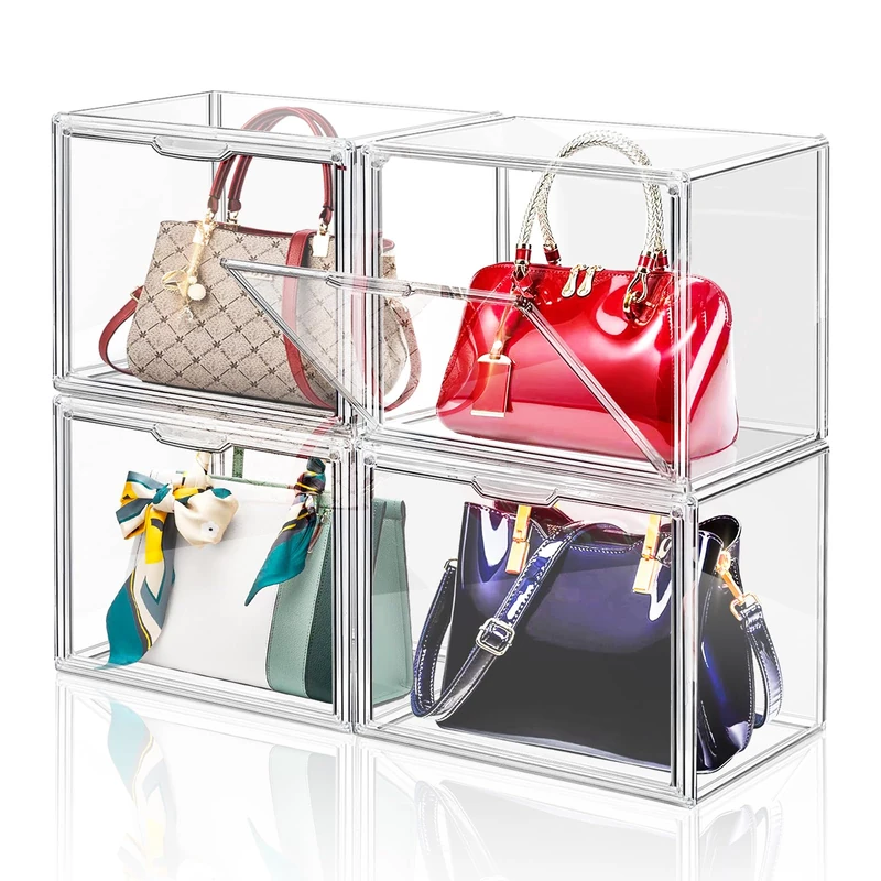 DILIBRA 4 Packs Clear Plastic Handbag Storage Organizer for Closet