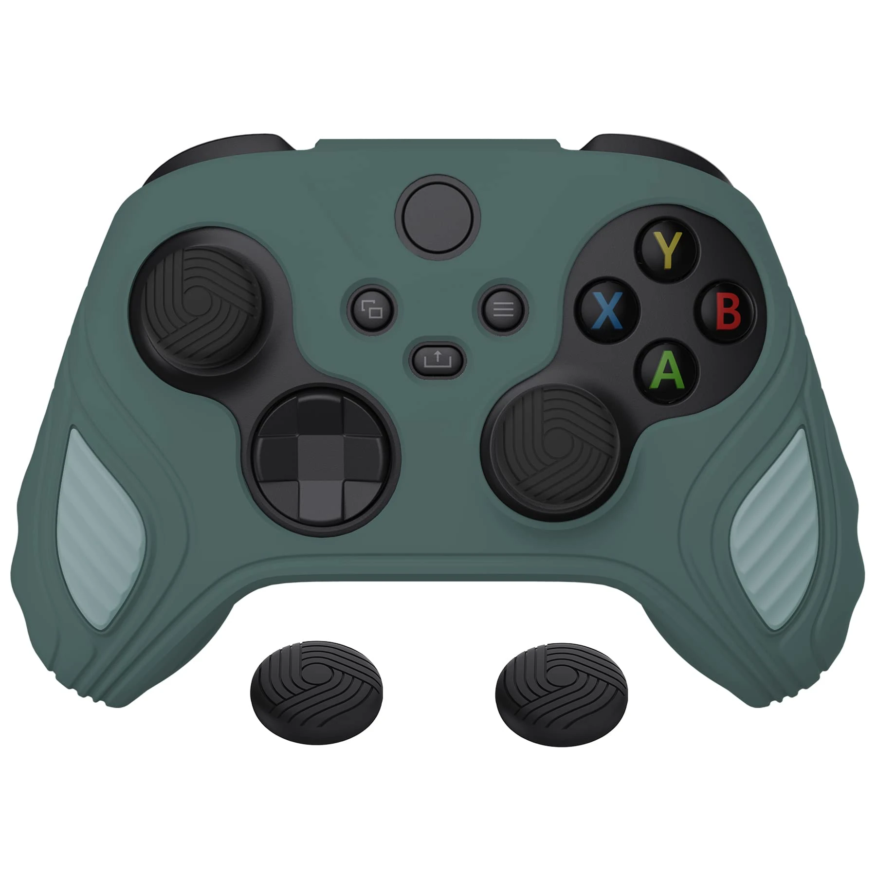playvital Scorpion Edition Two-Tone Anti-Slip Silicone Case Cover for Xbox Series X/S Controller, Soft Rubber Case for Xbox Core Controller with Thumb Grip Caps - Templeton Gray & Jade Grey