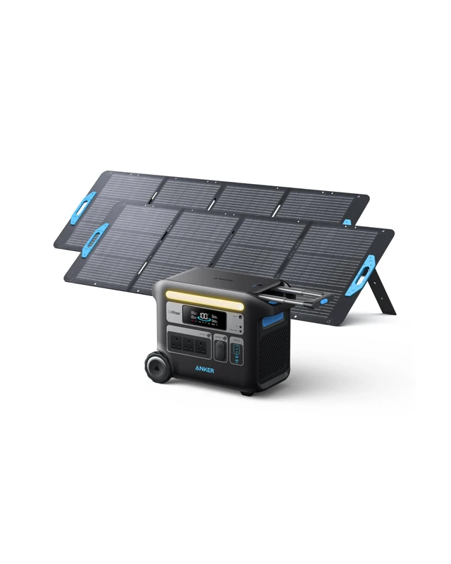 Anker SOLIX F2000 Portable Power Station, PowerHouse 767, 2048Wh GaNPrime Solar Generator with 2×200W Solar Panels, LiFePO4 Batteries, 3 AC Outlets Up to 2400W for Home, Power Outage, Outdoor Camping
