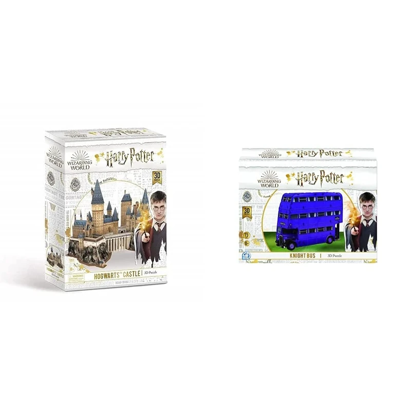 University Games 7565 Harry Potter Hogwarts Castle 3D Puzzle & 08432 Harry Potter Knight Bus 3D Puzzle