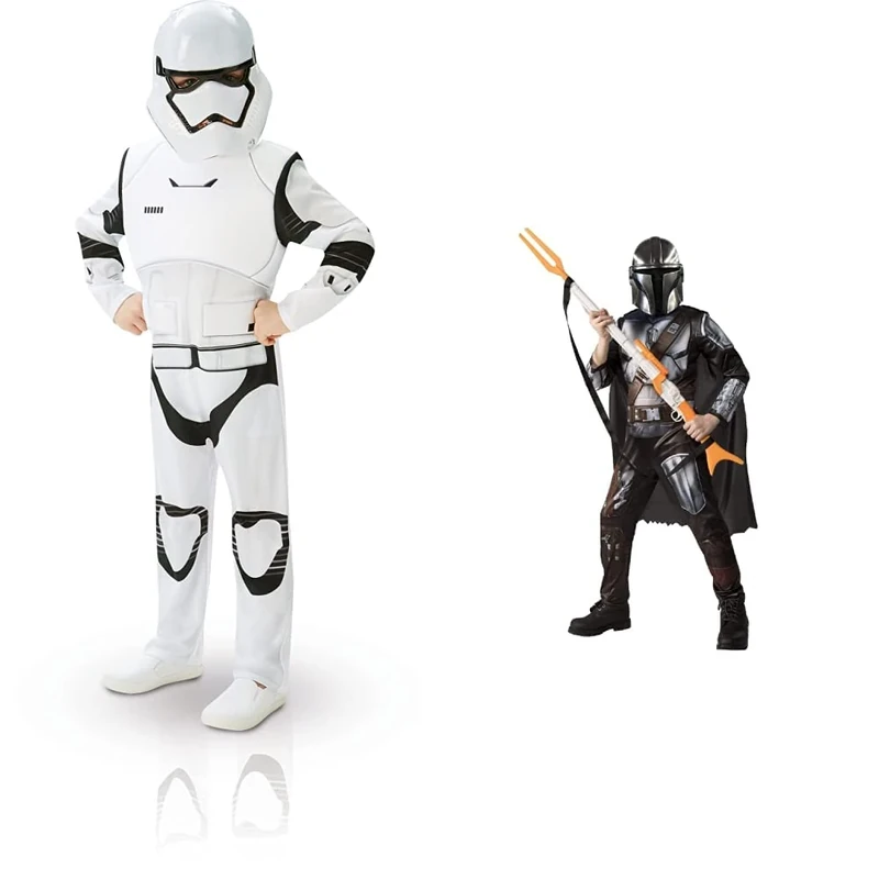 Rubie's Official Child Star Wars Stormtrooper Deluxe Costume - Large 7-8 years, White & Official Disney Star Wars The Mandalorian Kids Costume, Childs Fancy Dress