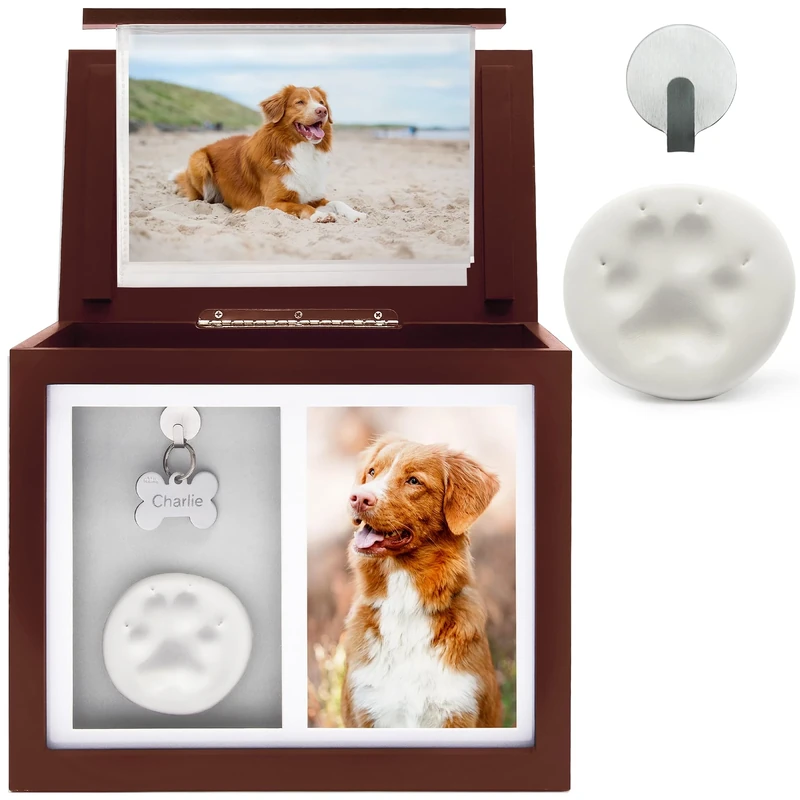 Chasing Tails Pet Urns for Dogs Ashes Keepsake - Memorial Dog Urns for Ashes Personalized, Cat Urns for Ashes, pet urns for Dogs Ashes Small - Includes Pet Paw Print Kit, Picture Frame and Photo Book - Image 1
