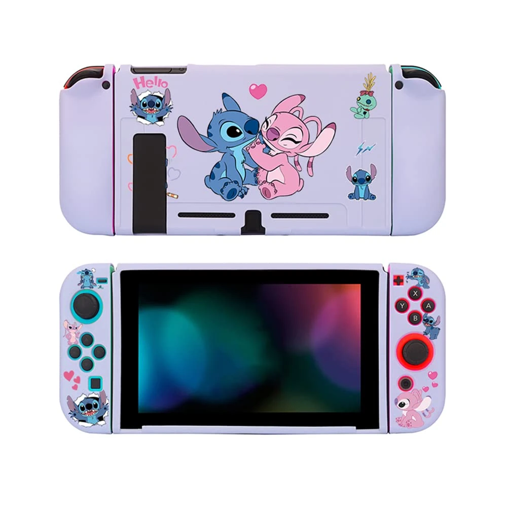 PERFECTSIGHT Case Compatible with Nintendo Switch Protective Case, Kawaii Soft TPU Slim Protective Cover, Cute Cartoon Hard Shell Dockable Case for NS Console and Joycon Controllers, Purple ST