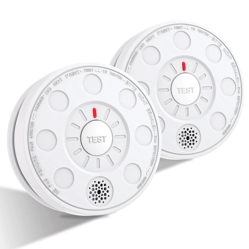 ZYTA Smoke Alarm for home,10-Year Fire Smoke Detector with Replaceable Battery,TEST Button,LED Indicator, 85 dB Loud Alarm,Conforms to EN 14604 Standard,1901(2 Pack)
