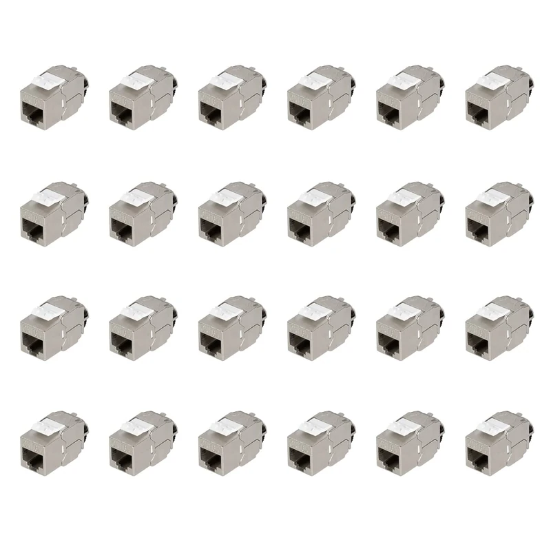 LogiLink NK4064 CAT.6A Keystone Socket / Connection Module (Shielded) Small Design, Tool-Free Assembly, Set of 24