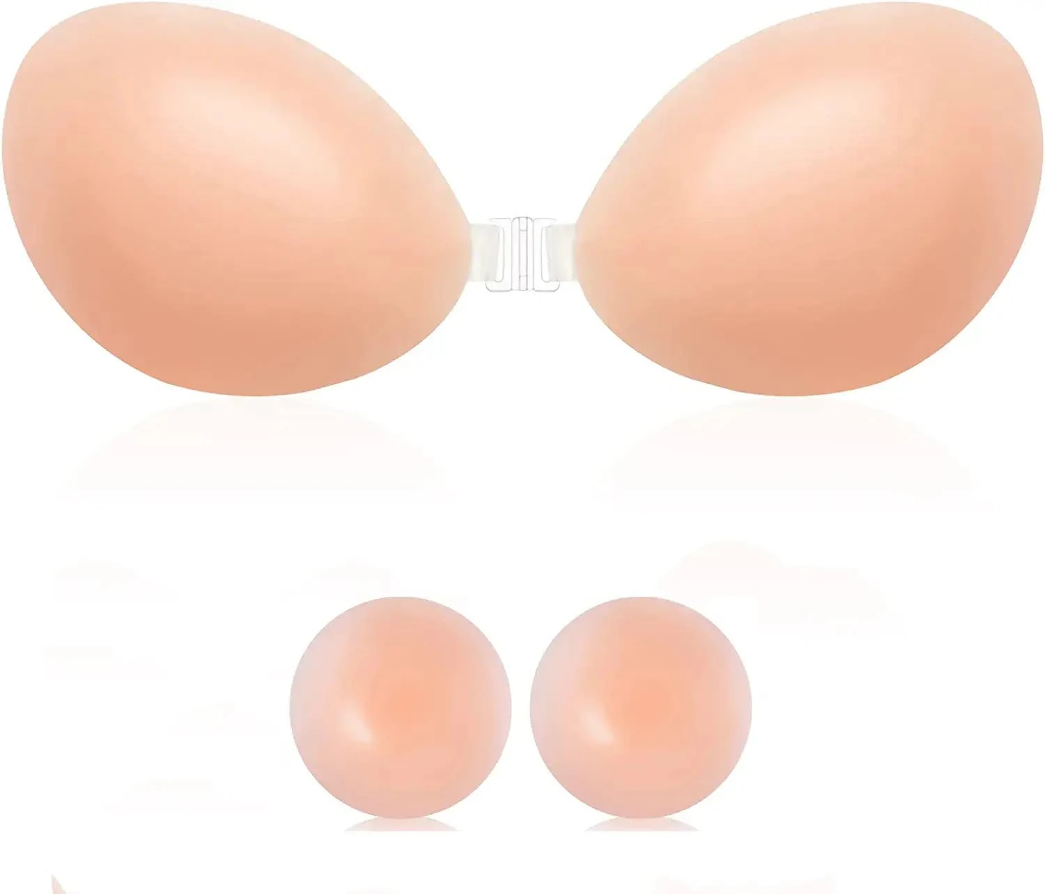 Bvanzo Women's Invisible Strapless Bra, Reusable Stick On Push Up Adhesive Bra for Party, Wedding, Beach, Everyday Wearing