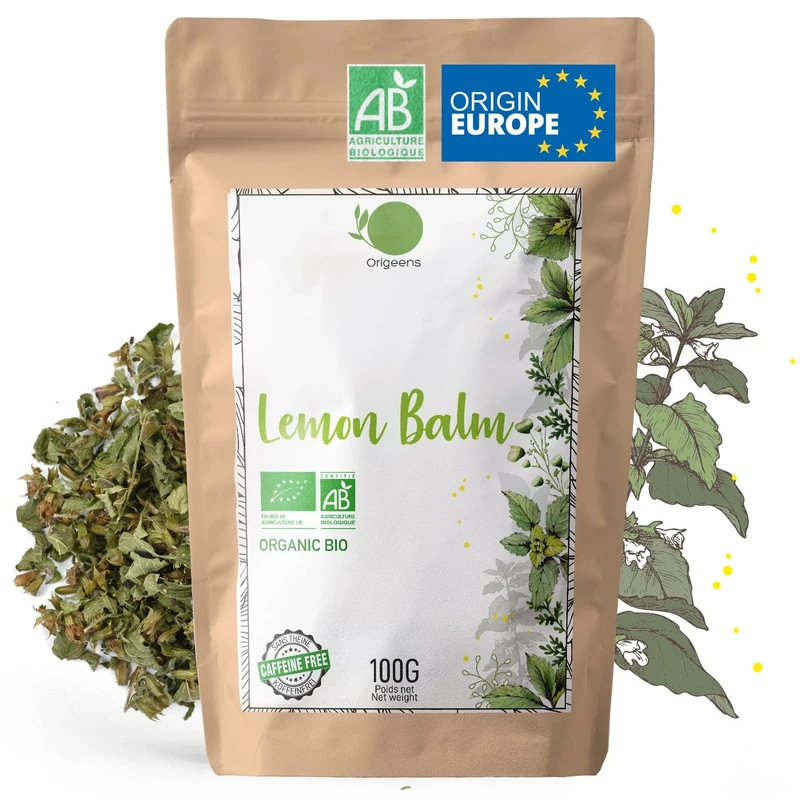 ORIGEENS ORGANIC LEMON BALM TEA BIO 100gr | Herbal tea for Digestion and Relaxation | Organic Melissa leaves - Lemon Balm tea loose
