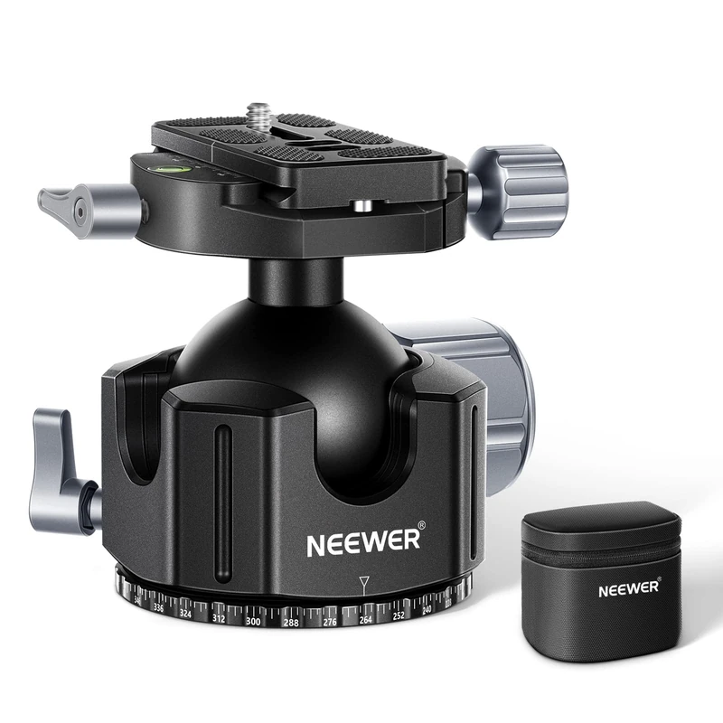 NEEWER 44 mm Low Profile Ball Head Tripod Head, Heavy Duty CNC Aluminium Alloy with Double 360° Panorama & 1/4 Inch Screw Arca Type QR Plate for DSLR Camera, Camcorder, Tripod, Monopod, Max. Load 25