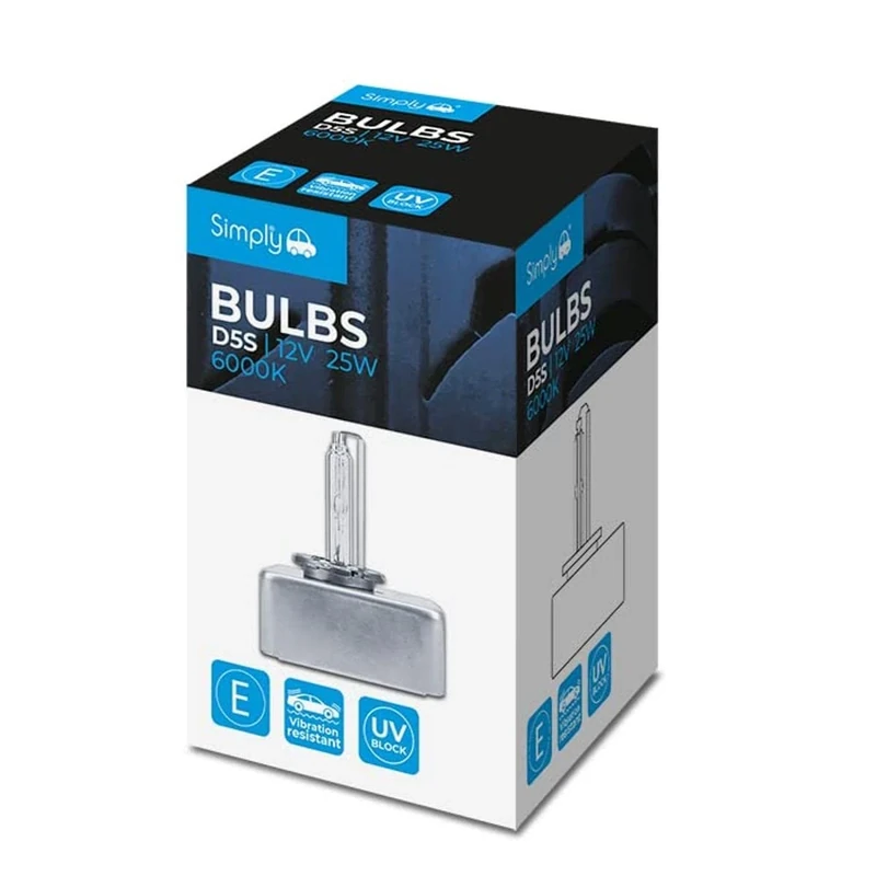 Simply D5S Xenon Gas Discharge 12v 25w E-MARKED Bulb for Vehicle Headlights - PK32d-7 base - Compatible with Fiat 500, Alfa Romeo 4C, Citroen C4