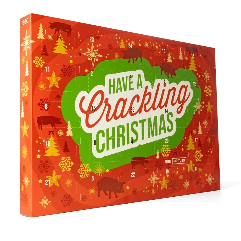Mr Tubs Pork Crackling Snack Advent Calendar 2025 with 6 Flavours of Gourmet Crackling - High-Protein & Keto Friendly Savoury Meat Snack Gift - Christmas Pork Scratchings Gift