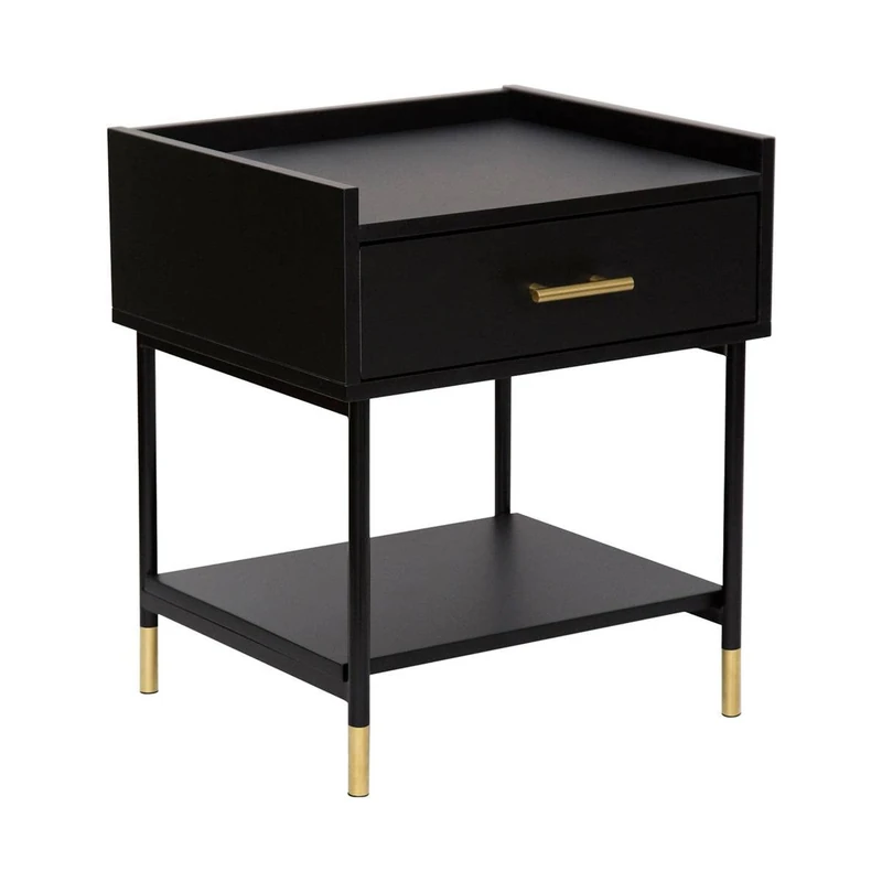 ATMOSPHERA CREATEUR D'INTERIEUR Bedside Table Tedy 1 Drawer, Black/White, 45x40x53