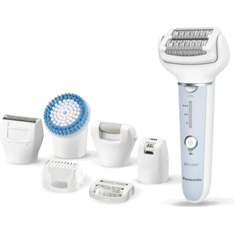 Panasonic ES-EY90 Wet and Dry Epilator, Double Disc with 60 Tweezers, Flexible 90° Swivoting Head, 3 Speed Settings and LED Light, 30 Minutes Operation, Razor Head