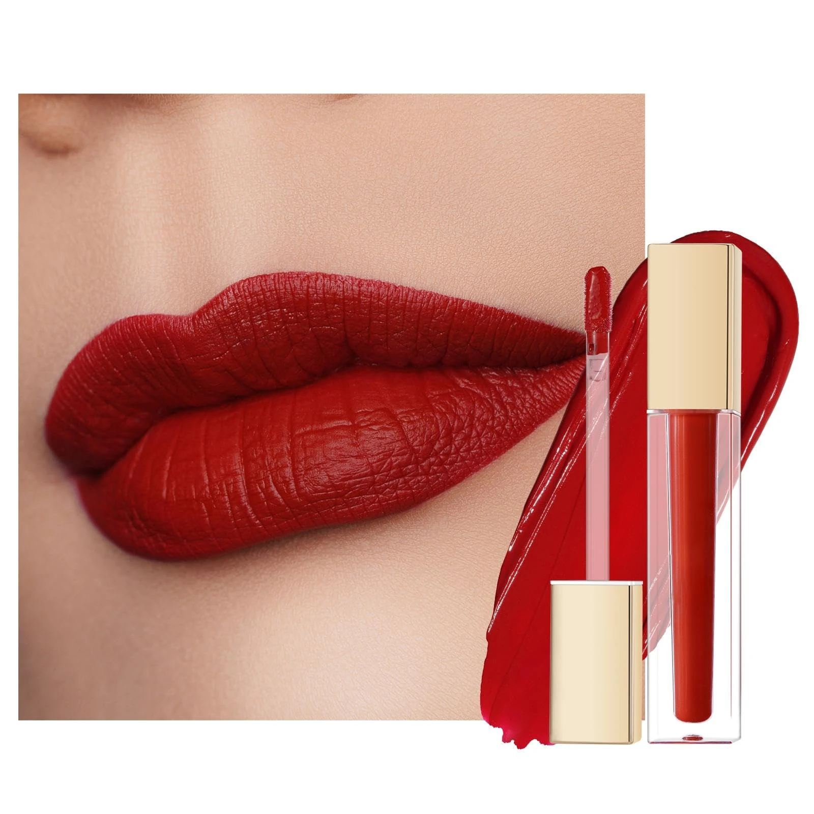 Oulac Red Lipstick for Women, Matte Liquid Lipstick Long Lasting Red High Impact Creamy Matte Lip Gloss, Rich Colour Formula with Vitamin E & Rose Oil, Waterproof, Vegan M01