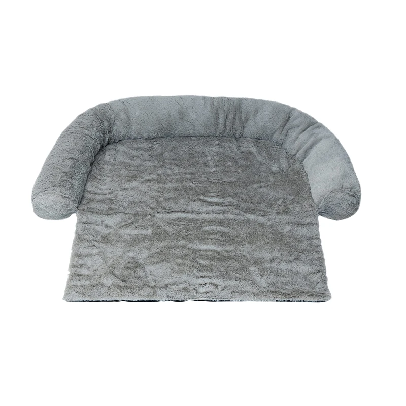 Mikki Dog, Cat, Puppy, Kitten Ultra Soft Grey Faux Fur Calming Sofa Blanket Cushion Bed Snuggler - Large - Image 1