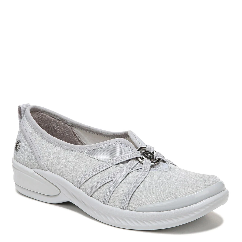 BZees Women's Niche Slip-on Ballet Flat, Silver Shimmer, 6.5 UK