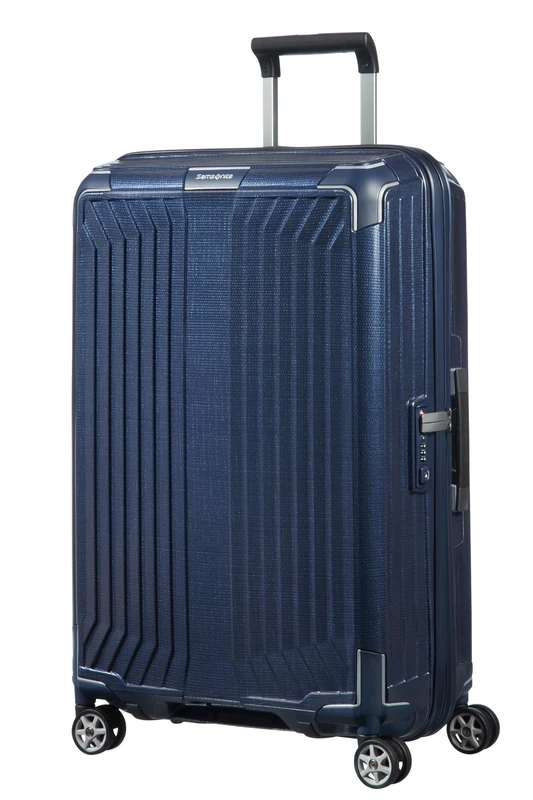 Samsonite Lite-Box - Premium Hardshell Suitcase Medium 69 cm, Spinner with 4 Wheels, Lightweight, TSA Lock, 75L - 2.80 KG - Blue (Deep Blue)