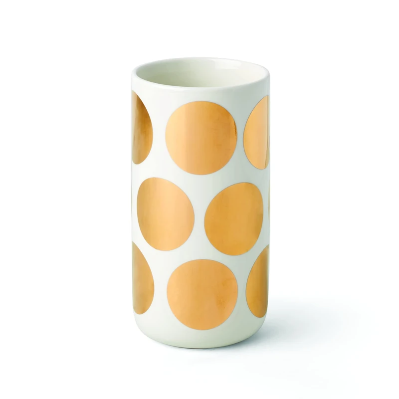 Kate Spade Tall Gold Dot Vase, 2.27, White