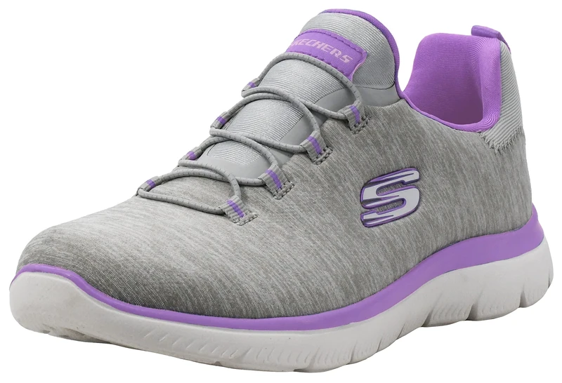 Skechers Women's Summits Quick Getaway Sneaker, Light Grey/Purple, 10