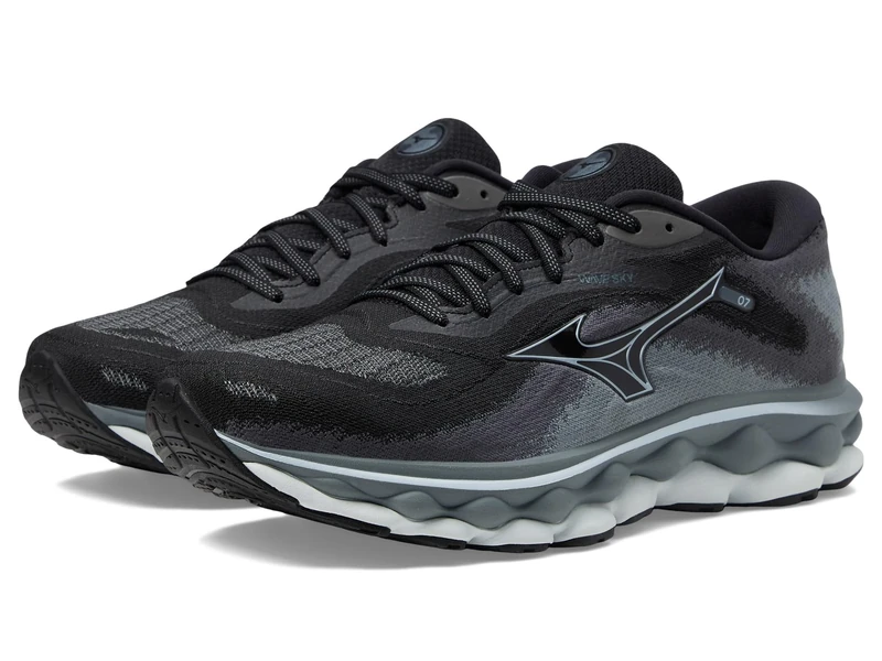 Mizuno Men's Wave Sky 7 Running Shoe, Black-Glacial Ridge, 9.5