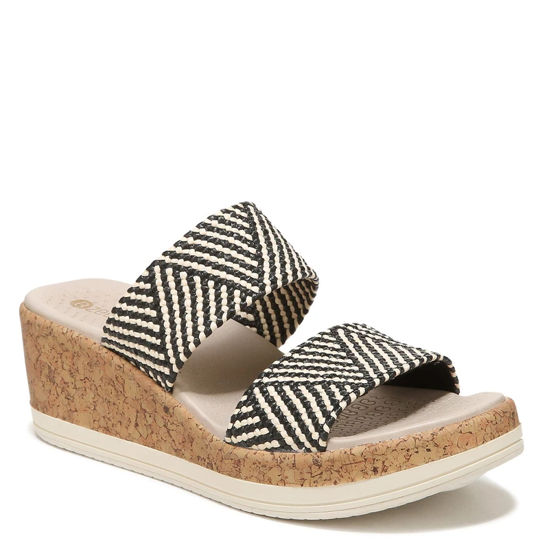 BZees Women's Resort Wedge Sandal, Black Natural, 4.5 UK