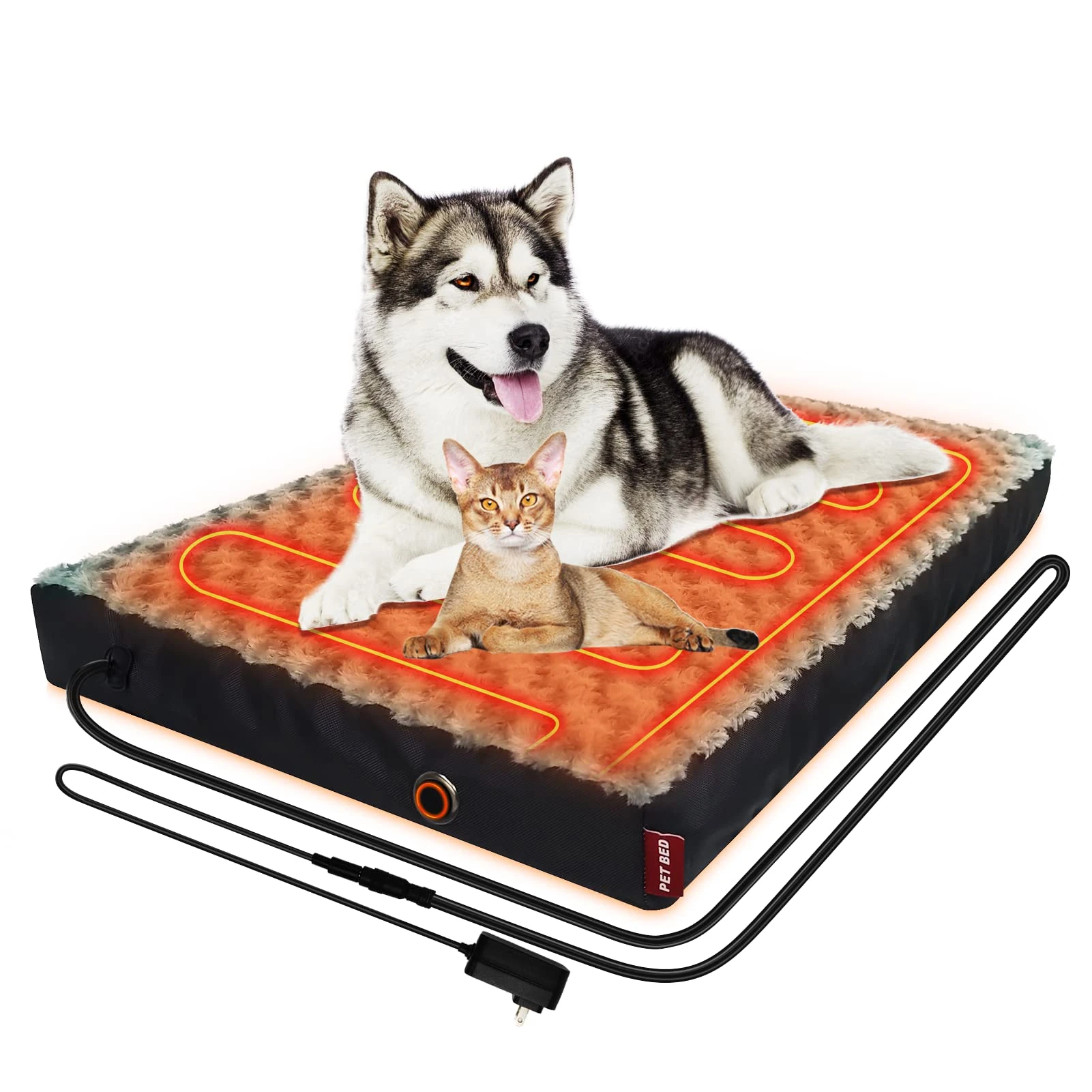 Upgraded Heated Dog Bed with Enlarged Heating Area, 12V Safe Voltage Arthritis Orthopedic Dog Bed with Memory Foam, HyphessAda Heated Pet Bed with Waterproof Cover for Medium, Large, XL Dogs (XL)