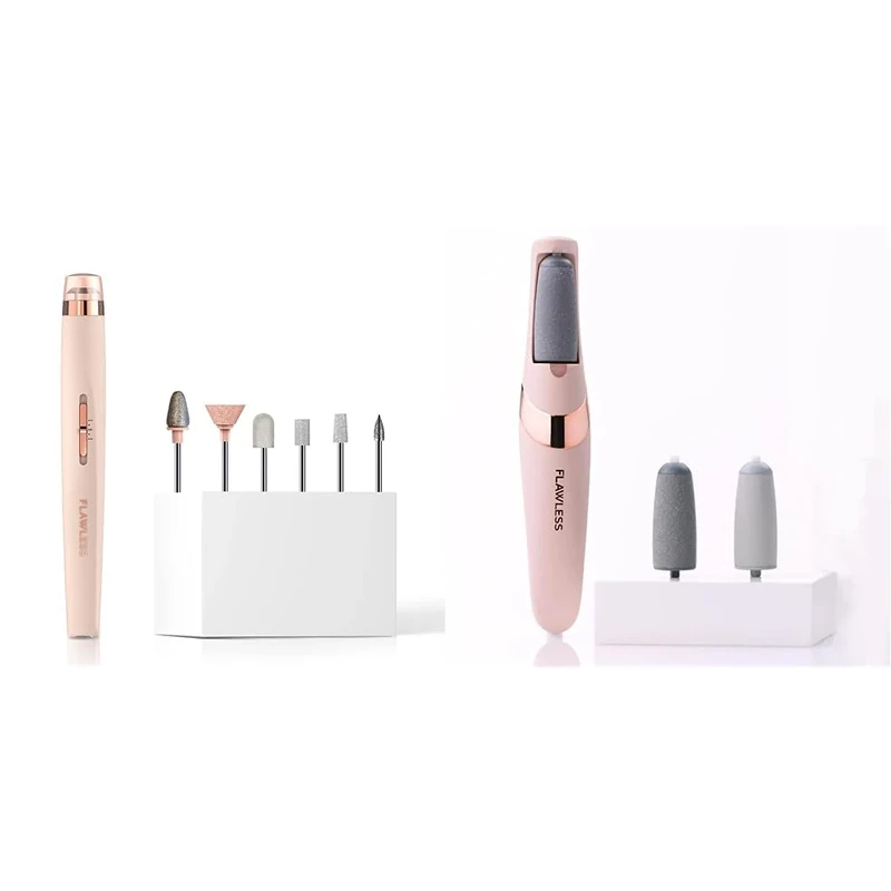 Finishing Touch Flawless Salon Nails - Professional Manicure Set for an at-Home Salon Experience & Pedi - Rechargeable Electric Callus Remover Tool for an at-Home Spa