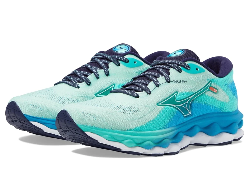 Mizuno Womens Wave Sky 7 Running Shoe, Beveled Glass-White, 4.5 UK