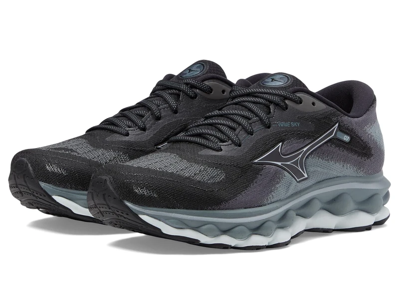 Mizuno Womens Wave Sky 7 Running Shoe, Black-silverstar, 5 UK